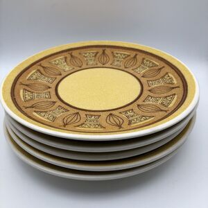 Vintage Taylor Smith And Taylor Atomic Onion Honey Gold Dessert Plates 6.5" Set